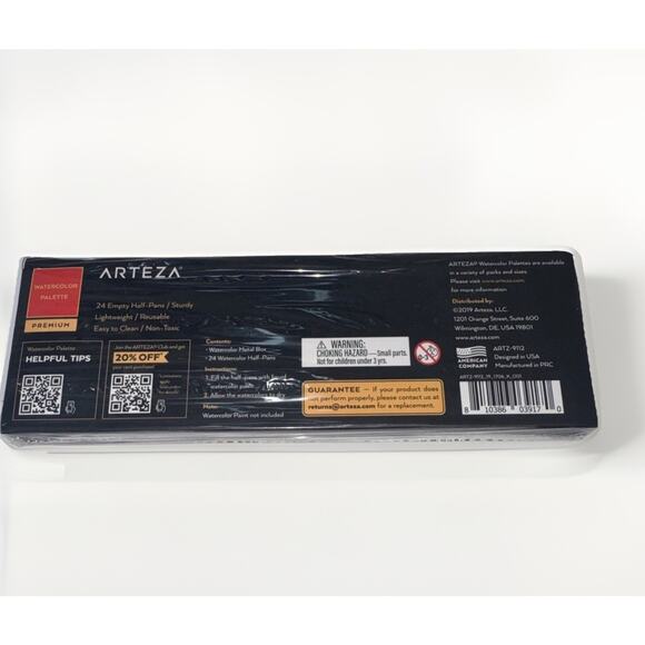 ARTEZA Empty Watercolor Palette Tin 24 Half Pans Customizable Portable Empty . - Picture 2 of 2